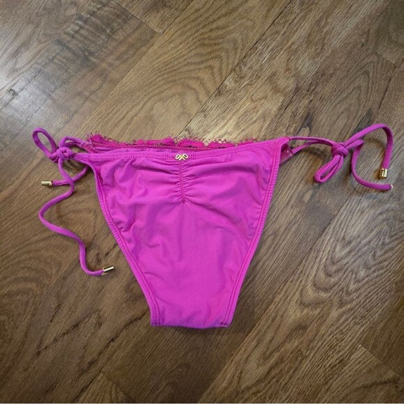 NWT PQ Swim Lace Triangle Swim Bikini Bottom Hot Pink Medium beach summer - Picture 4 of 4